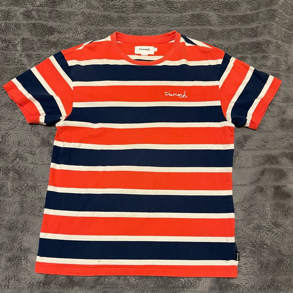 Diamond Supply Co Striped Embroidered Shirt Size Large L Men’s Used